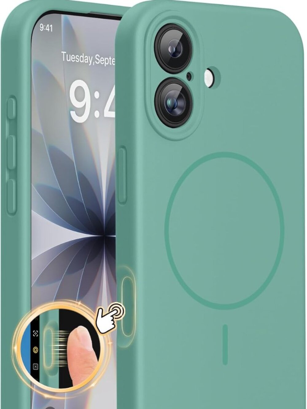 iPhone 17 Magnetic Case MagSafe Camera Control Shockproof Midnight Green